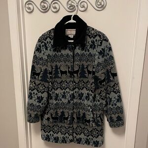 Vintage Macintosh Woodland Pattern Teddy Coat Size Medium